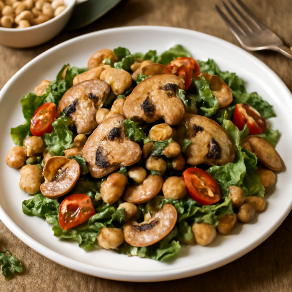 Insalata tiepida di funghi e legumi