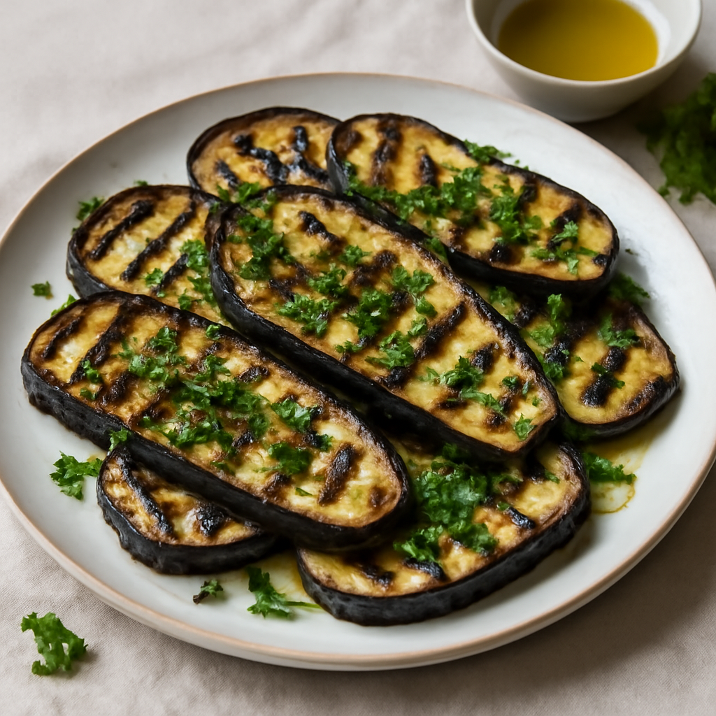 Melanzana grigliata con olio e prezzemolo