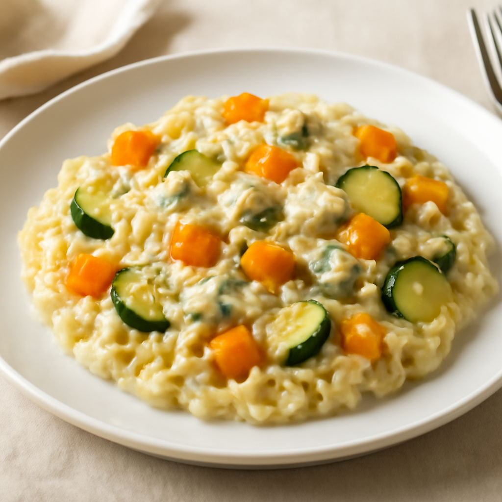 Risotto cremoso con zucca, zucchine e gorgonzola