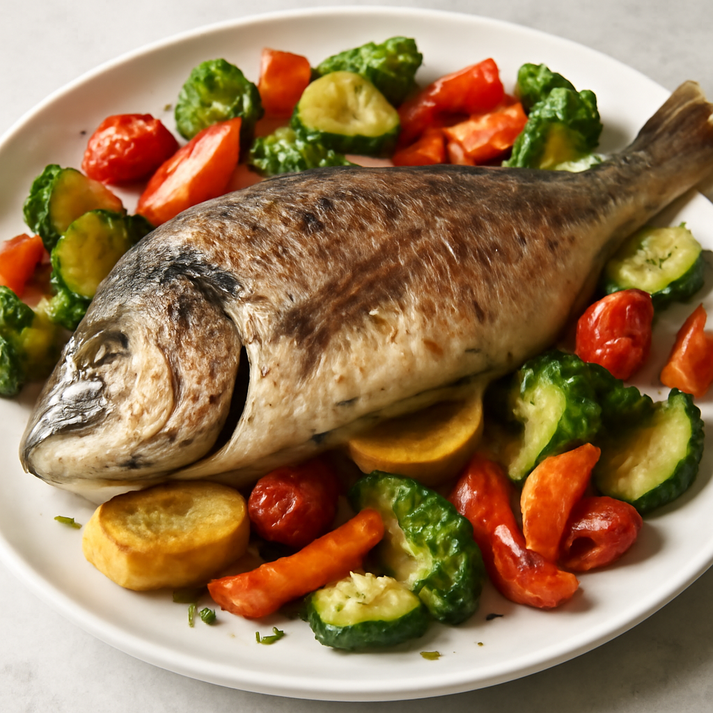 Orata al forno con verdure miste