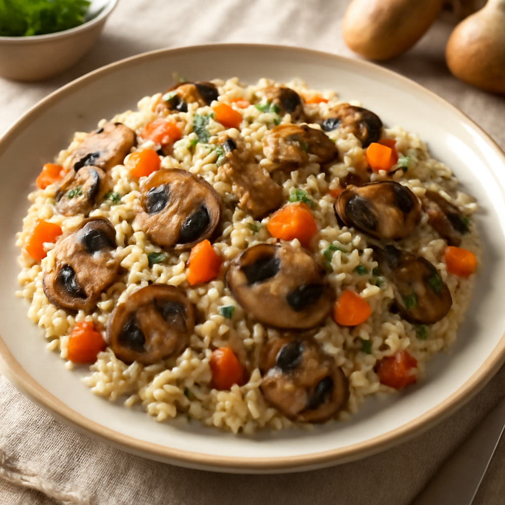 Riso con carote e funghi