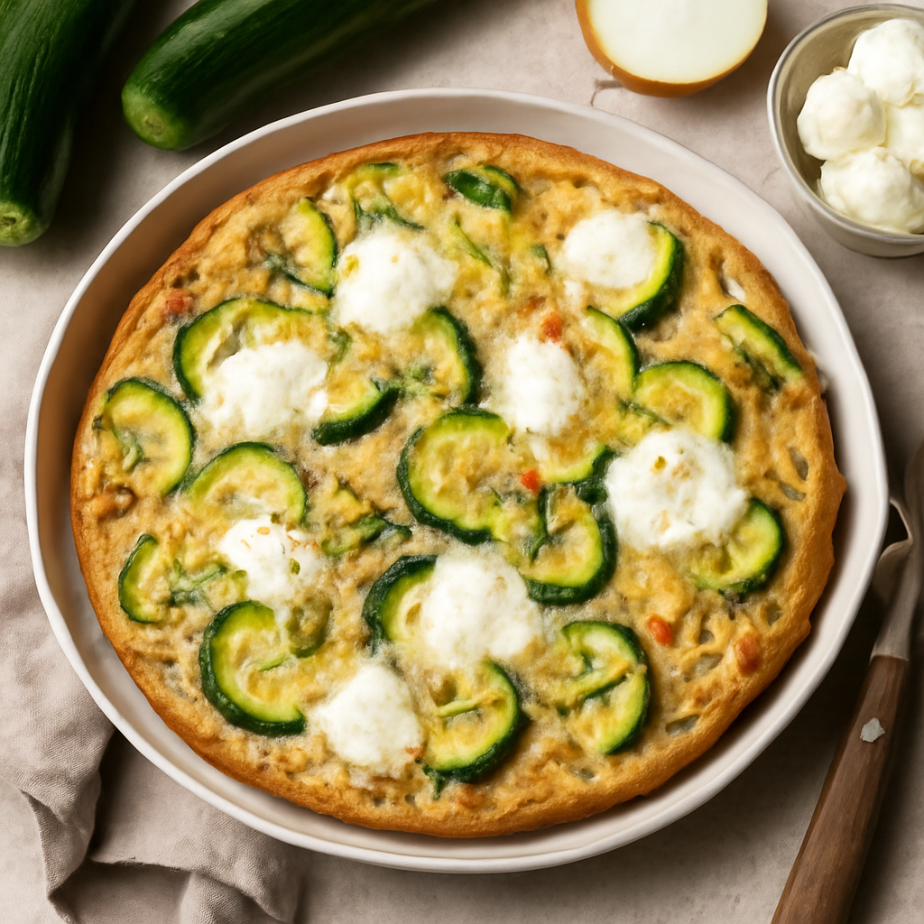 Frittata di zucchine e cipolla con mozzarella