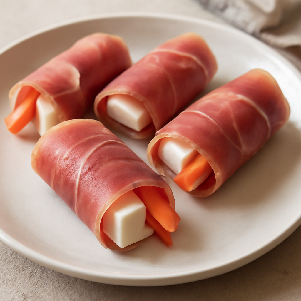 Involtini di prosciutto crudo con formaggio e carote
