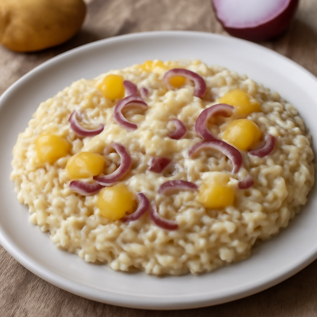 Riso con provola, patate e cipolla