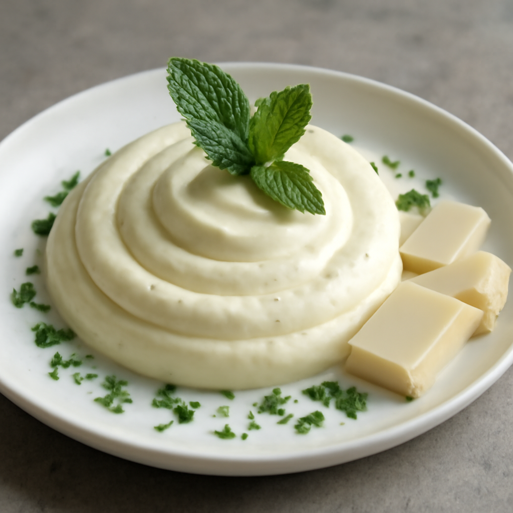Mousse di cioccolato bianco e menta fresca