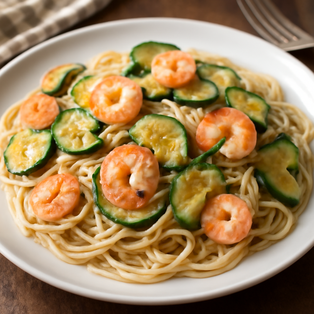 Spaghetti zucchine e gamberetti