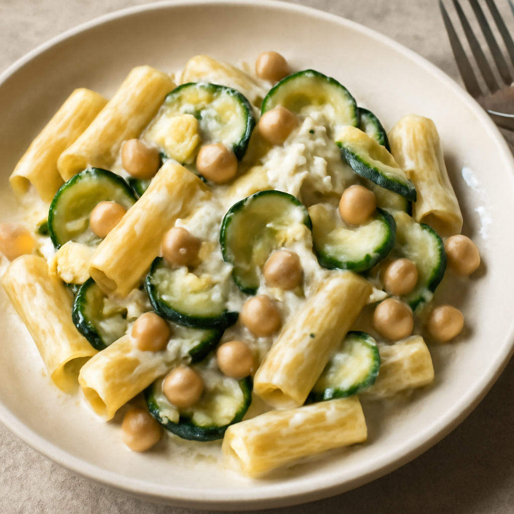 Pasta con ceci, zucchine e Philadelphia