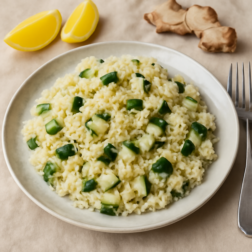 Riso con zucchine, zenzero e limone