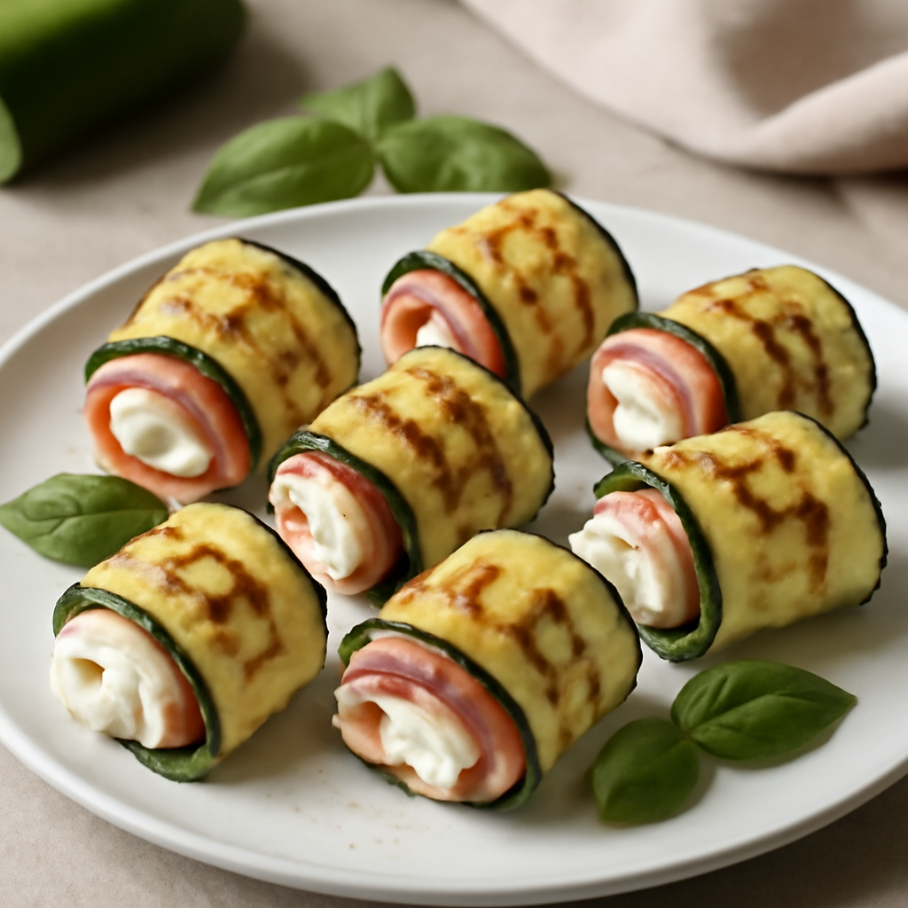 Involtini di zucchine con Philadelphia, prosciutto cotto e mozzarella