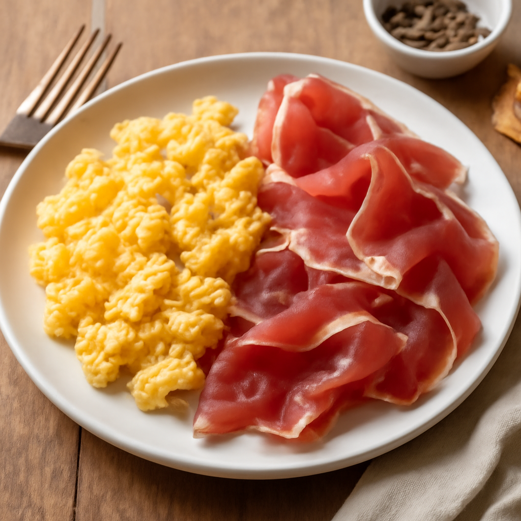 Uova strapazzate con prosciutto crudo