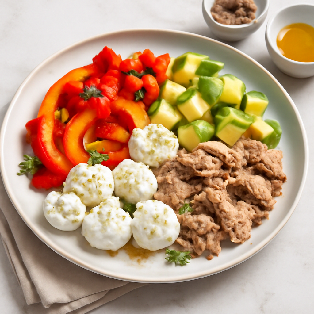 Insalata di robiola, peperoni, avocado e tonno