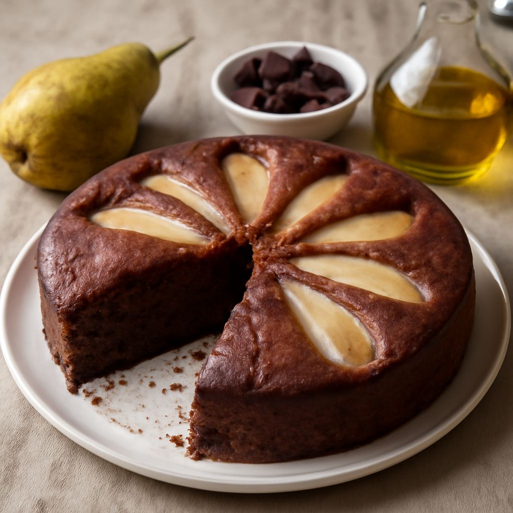 Torta pere e cioccolato fondente con olio di semi