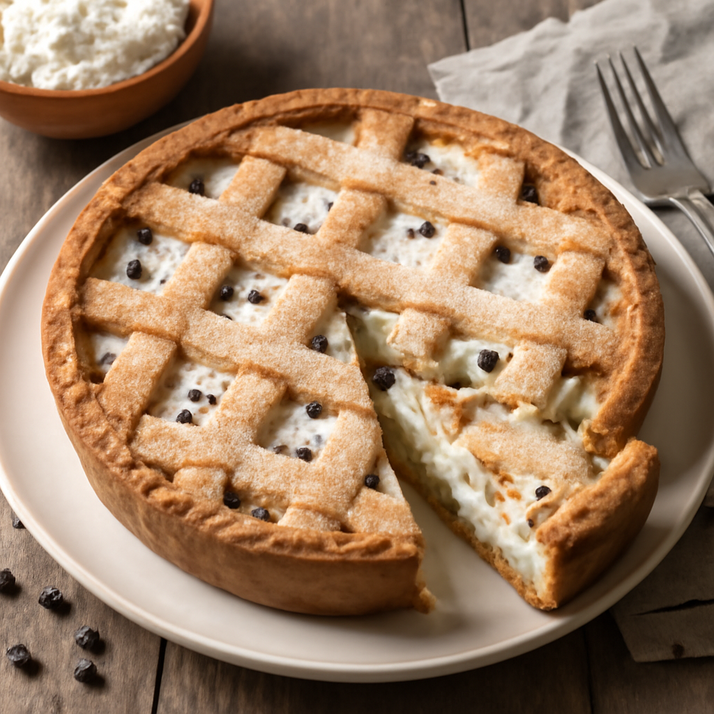 Crostata di pasta frolla con ricotta e cioccolato