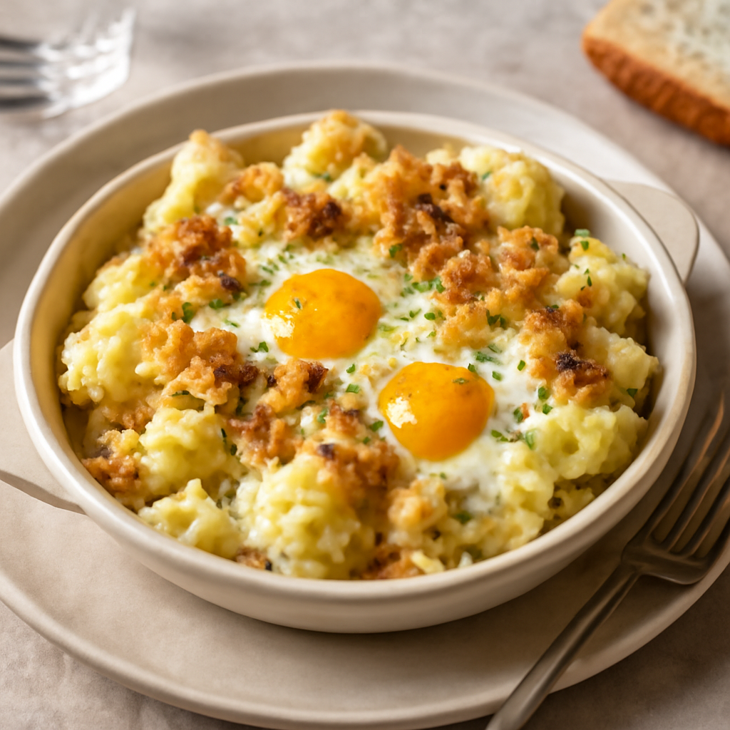 Cavolfiore gratinato con uovo e pane