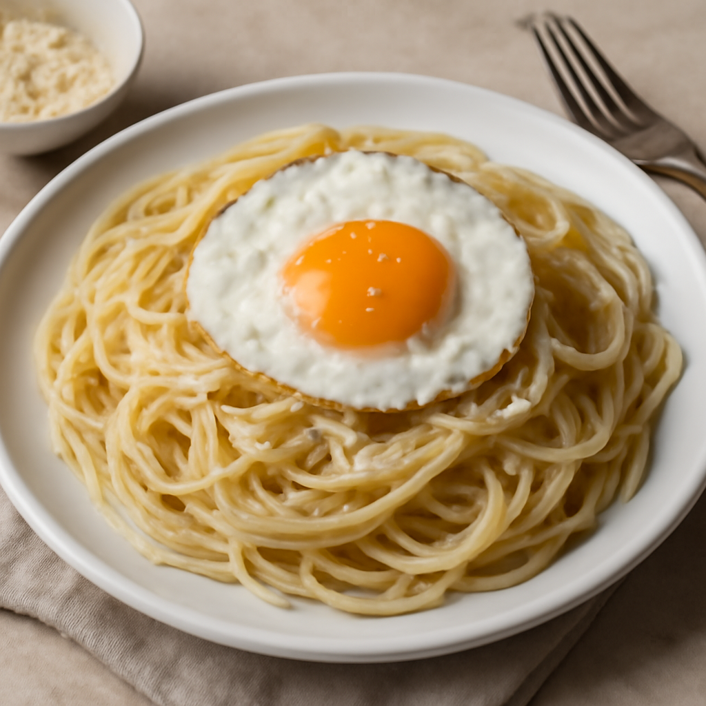 Spaghetti in bianco con uovo e formaggio