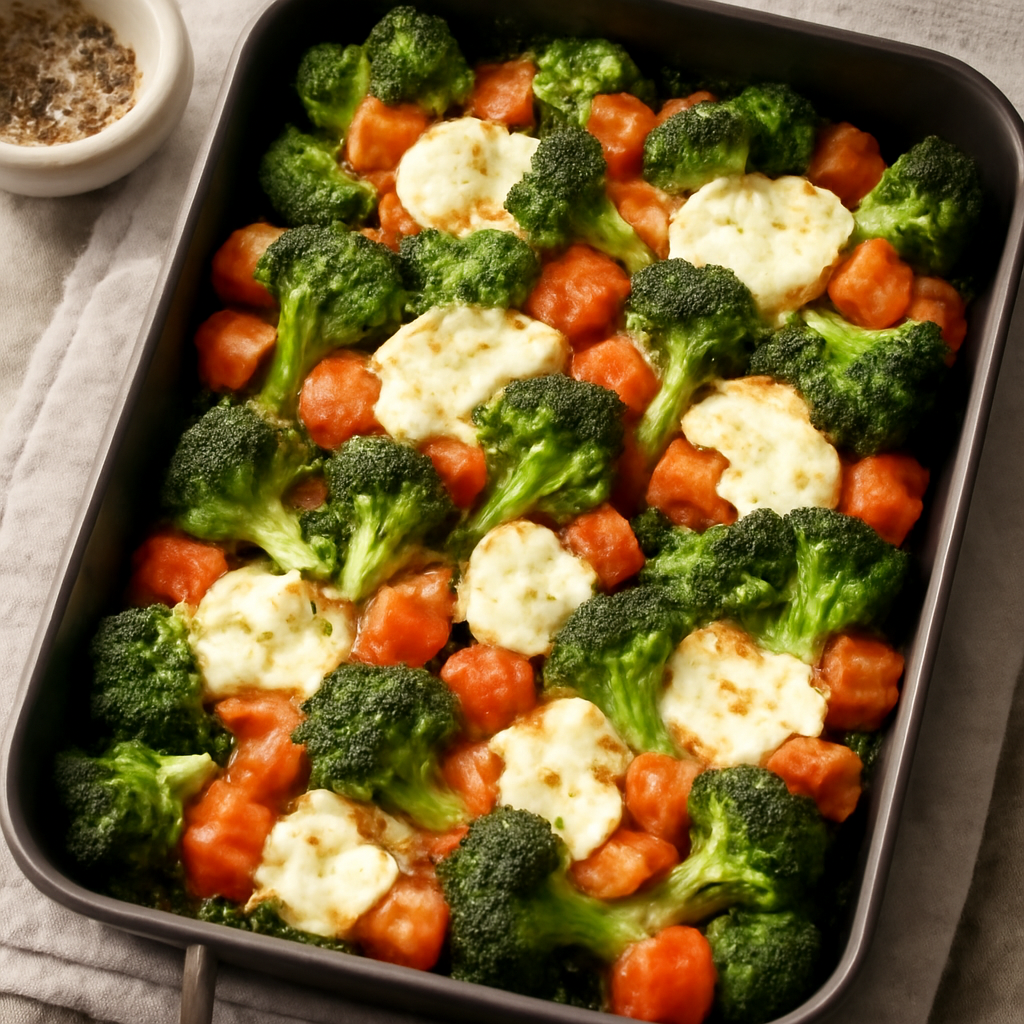 Teglia di broccoli, zucca e mozzarella