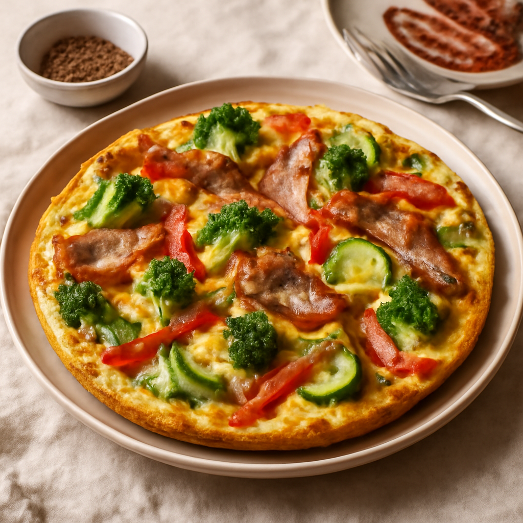 Frittata ricca con verdure e guanciale