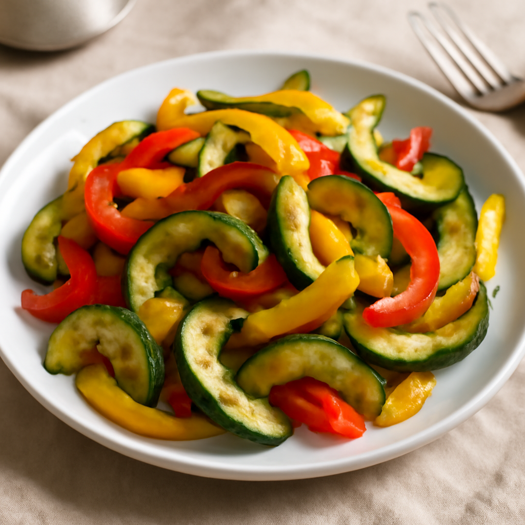 Contorno di peperoni e zucchine saltati