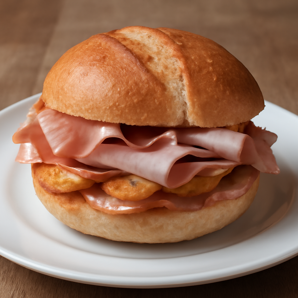 Panino con prosciutto, mortadella e patate