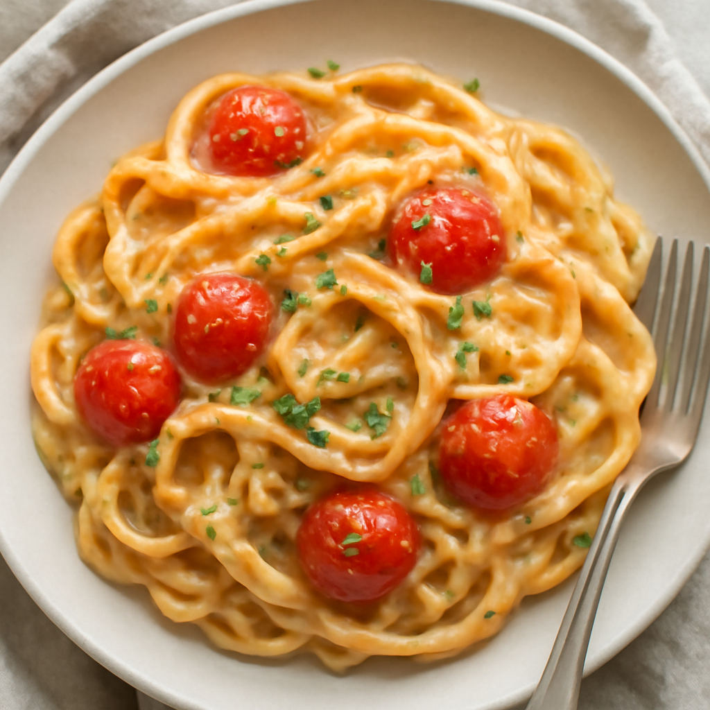 Pasta cremosa con pomodorini e riso