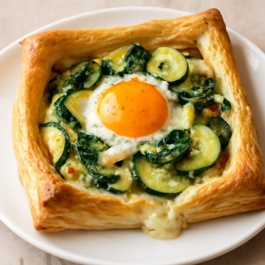 Tortino di verdure, uova e mozzarella in pasta sfoglia