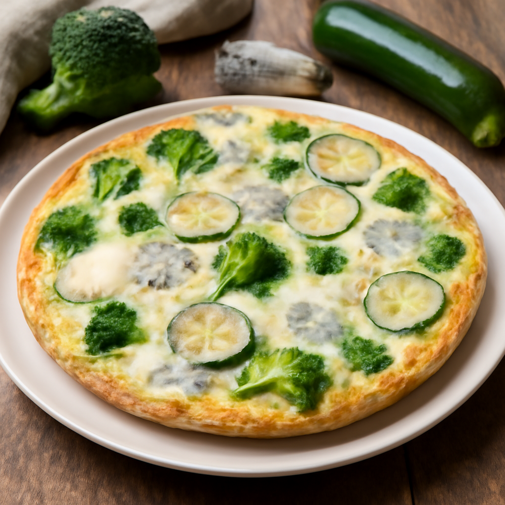 Frittata di broccoli, zucchine, mozzarella e gorgonzola