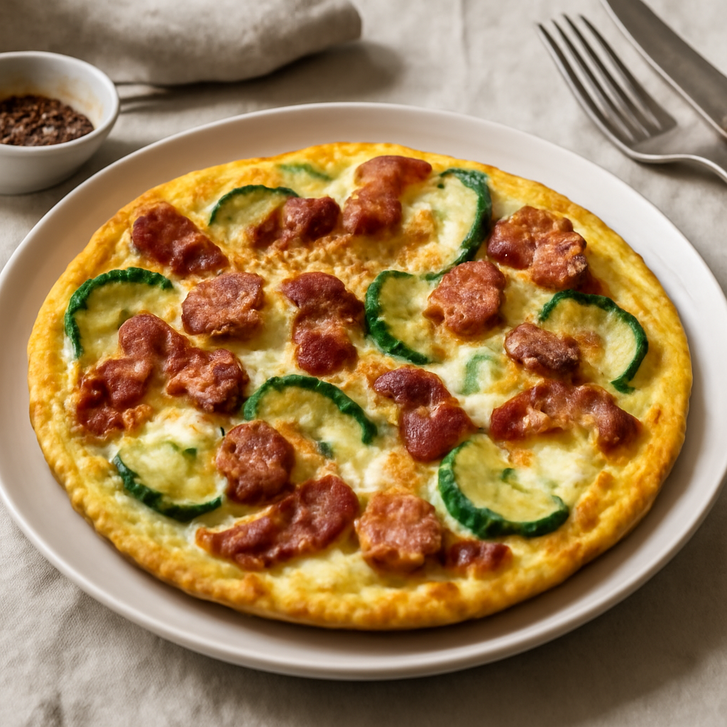 Frittata ricca con pancetta, wurstel, zucchina e formaggi