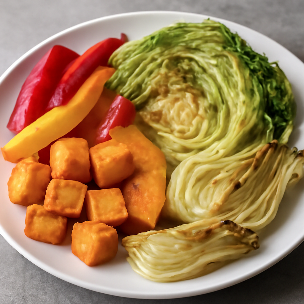 Verdure al forno con peperoni, verza, zucca e finocchi