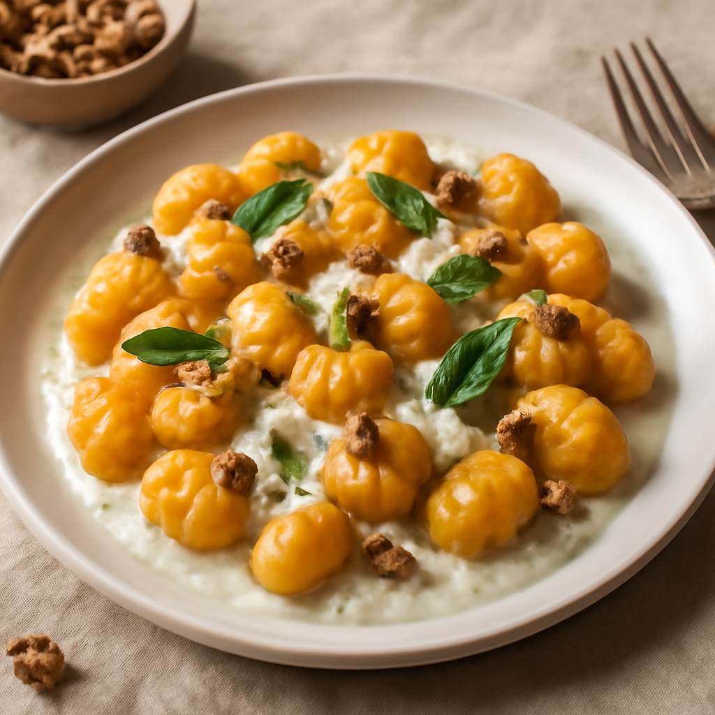 Gnocchi di zucca al gorgonzola, burro, salvia e noci