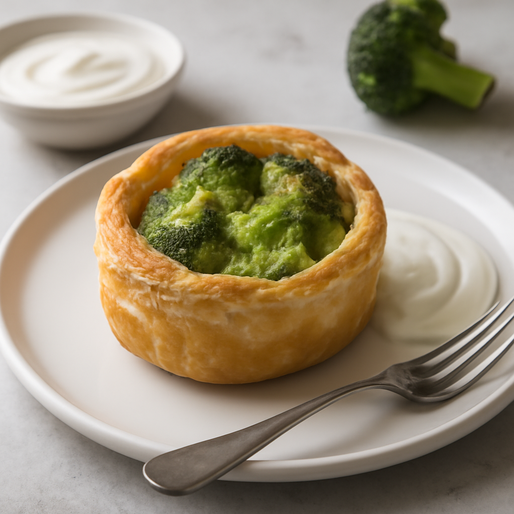 Tortino di broccoli con pasta sfoglia, yogurt e Philadelphia