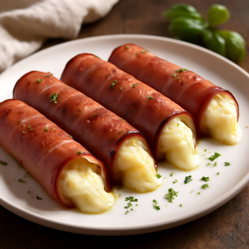 Involtini di prosciutto con scamorza affumicata e mozzarella