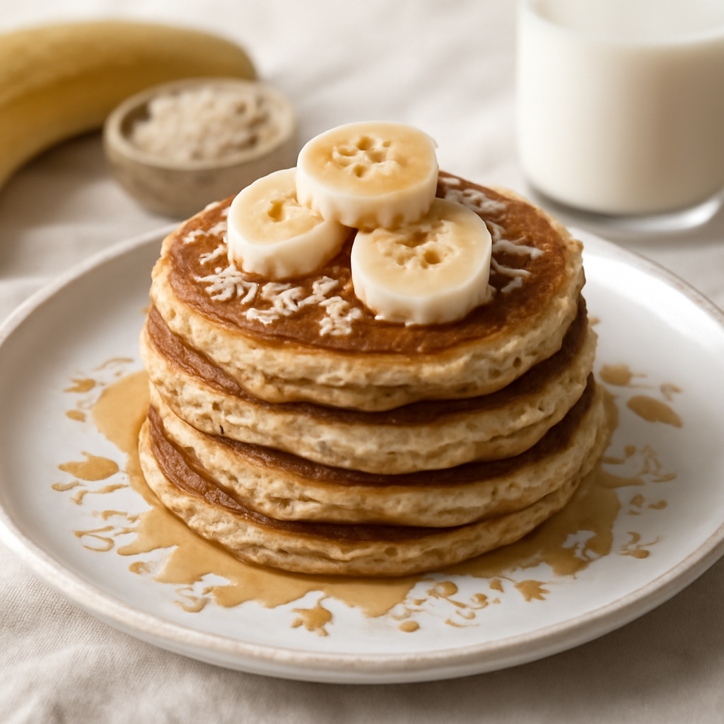 Pancake alla banana con farina d'avena e latte di mandorle