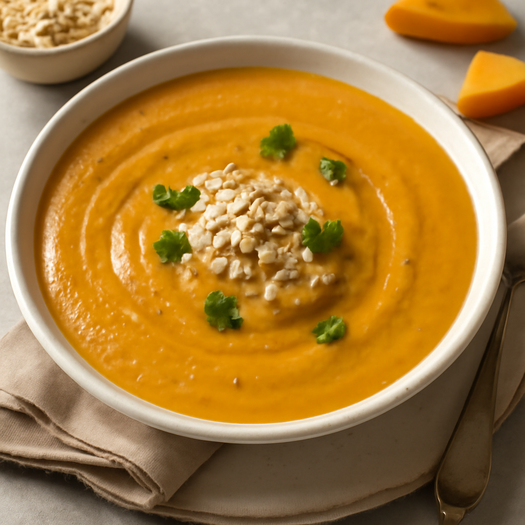Zuppa cremosa di zucca e avena