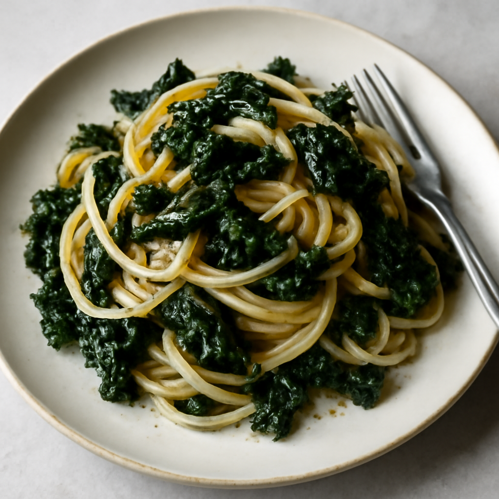 Spaghetti al cavolo nero e cipolla bianca