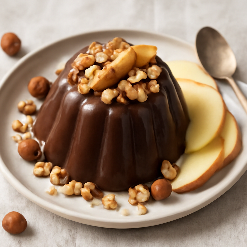 Budino al cacao con mele e nocciole