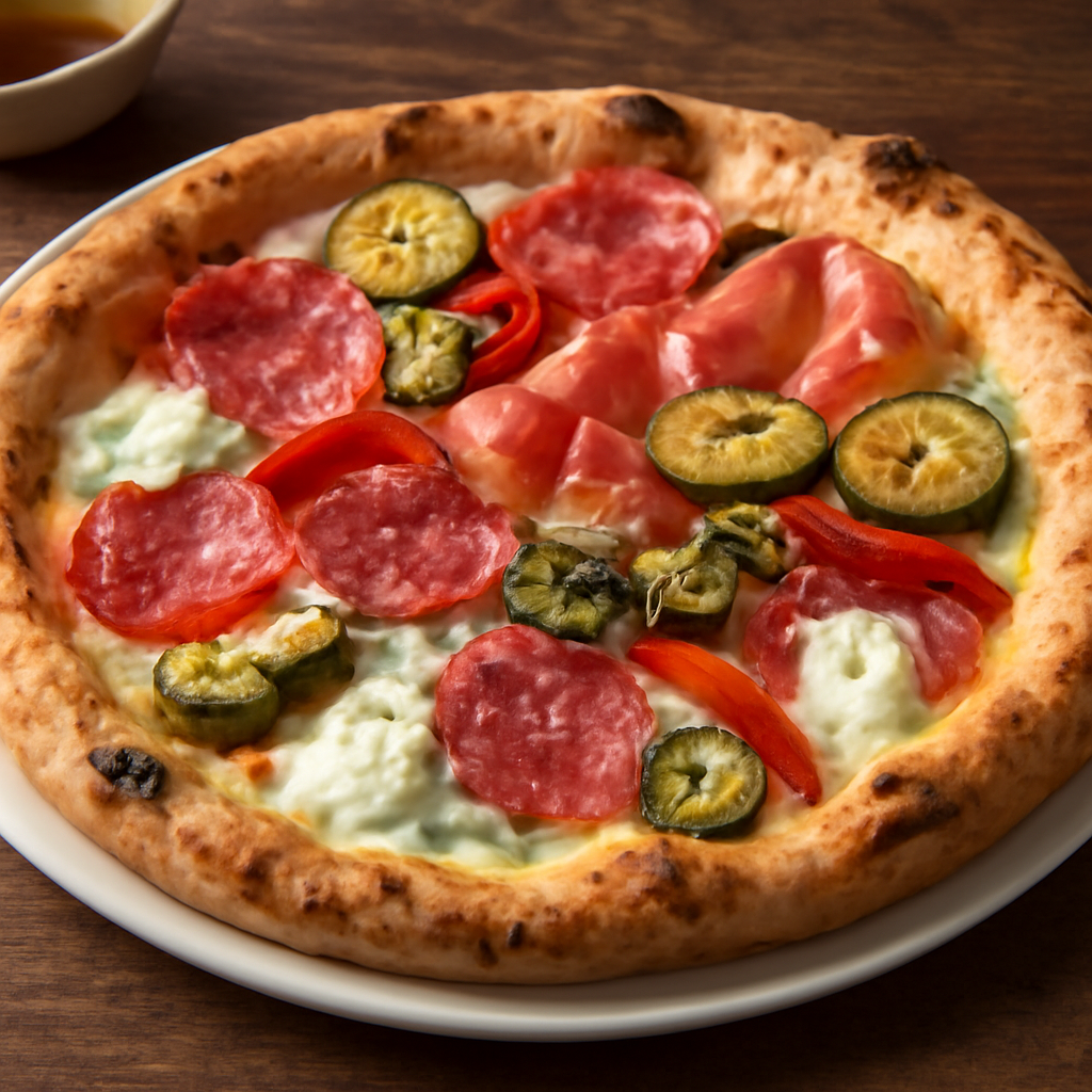 Pizza Gourmet con Mix di Formaggi, Salumi e Verdure