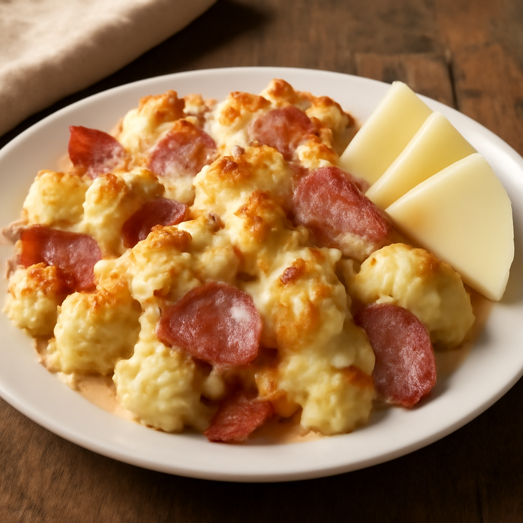 Cavolfiore gratinato con salumi, formaggio e provola