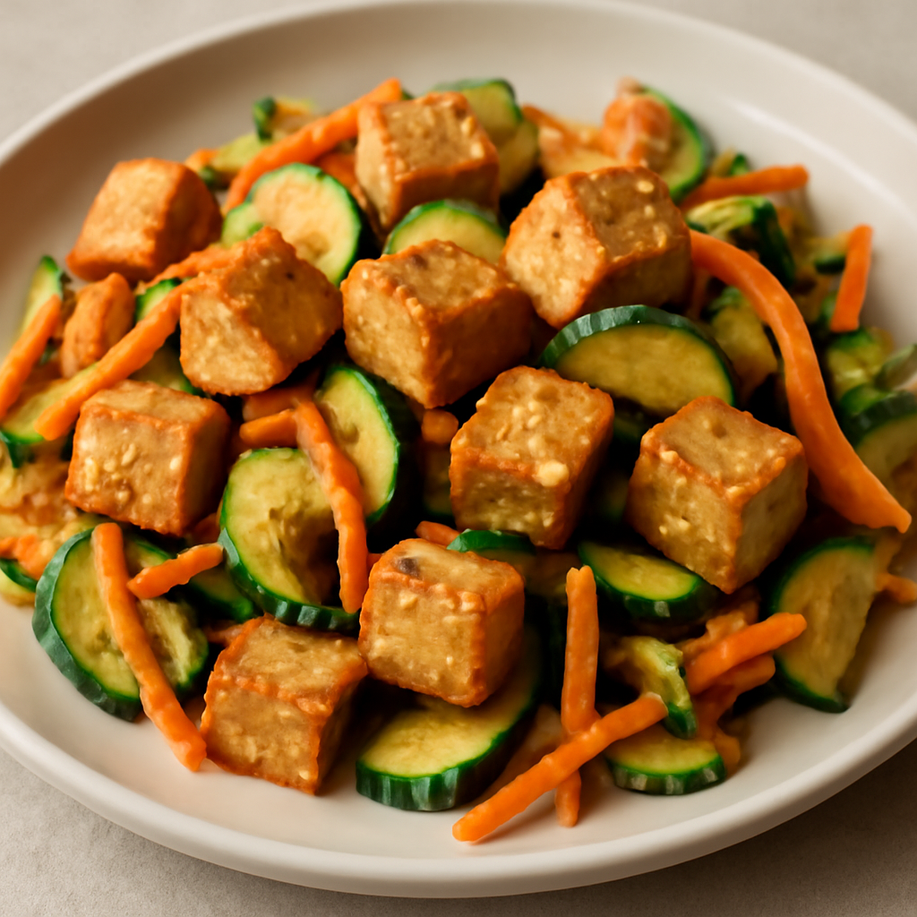 Tofu saltato con zucchine e carote