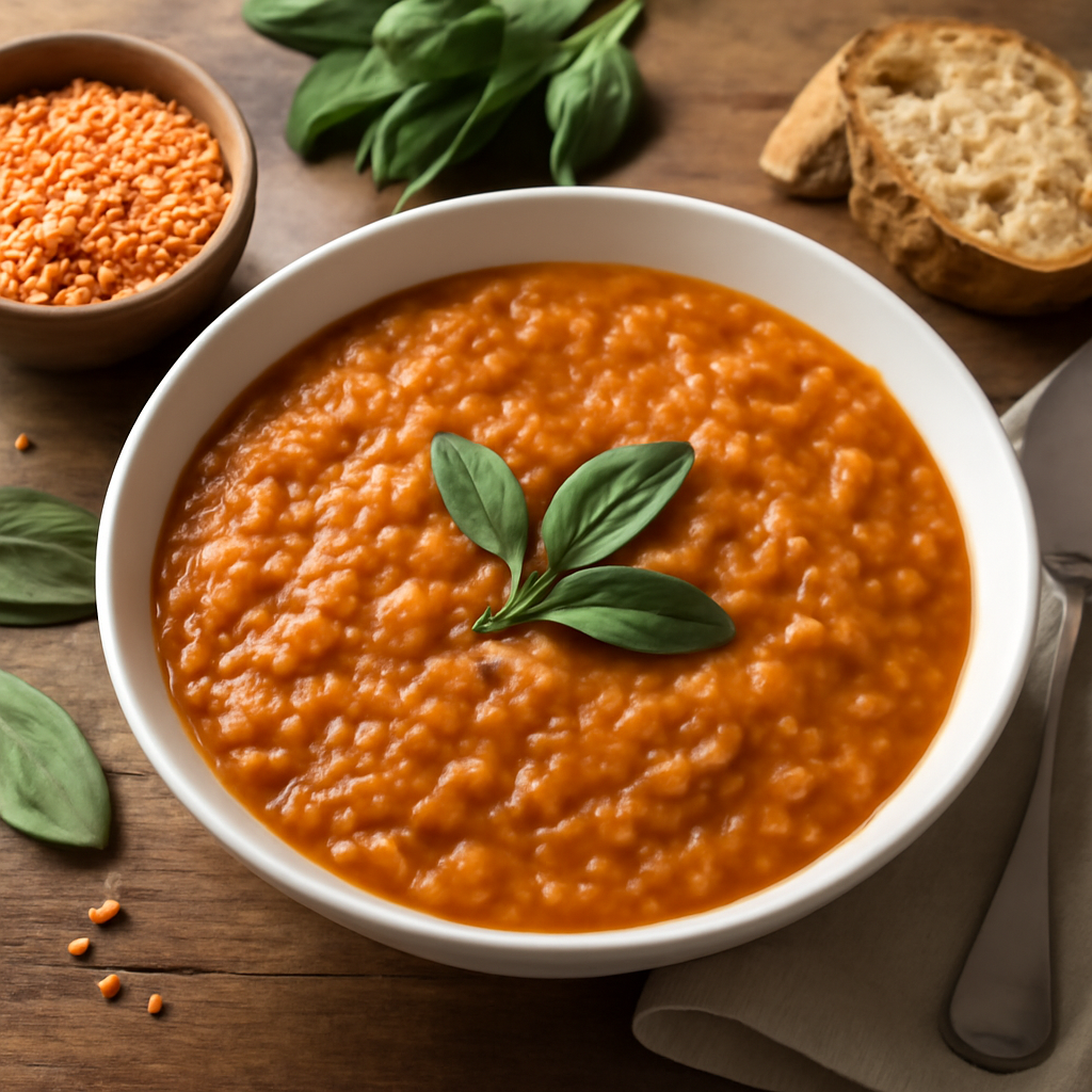 Zuppa di lenticchie decorticate alla salvia