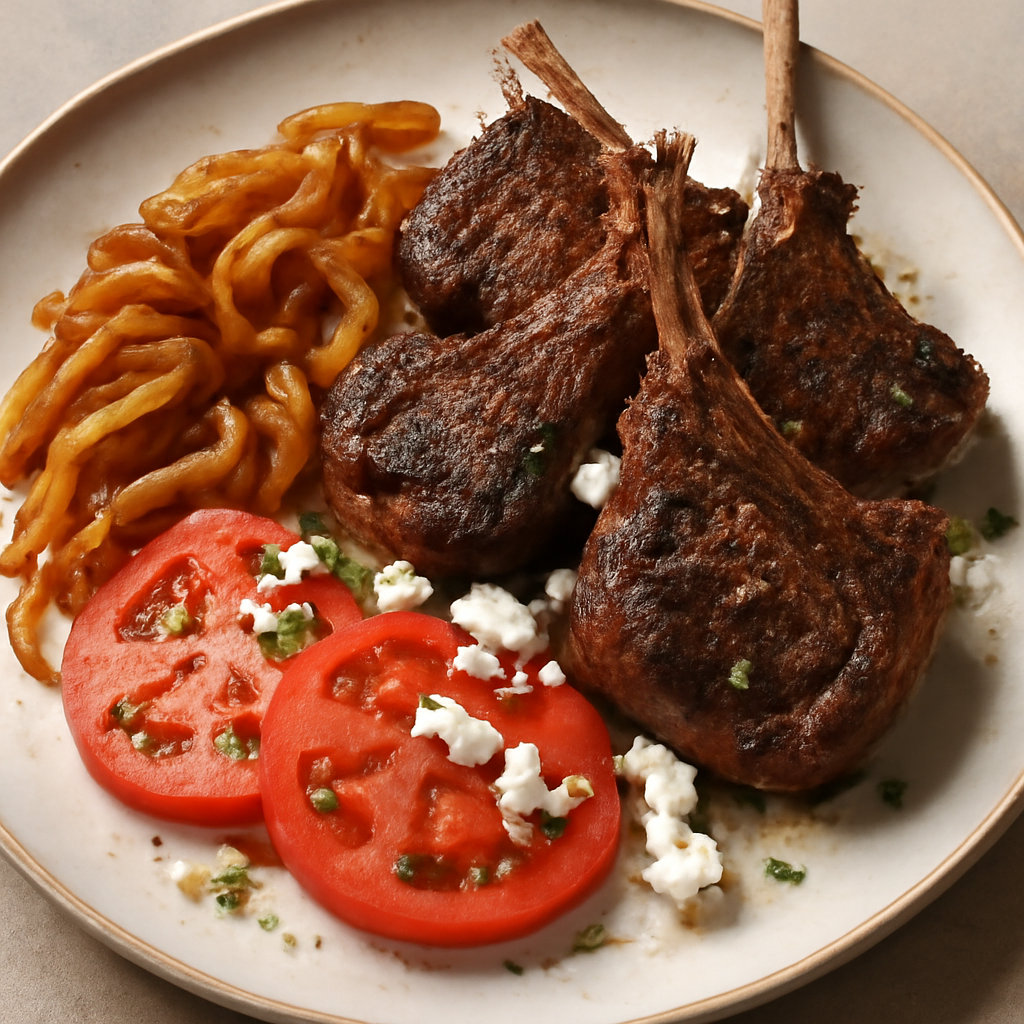Coste saltate con cipolle, pomodori e formaggio