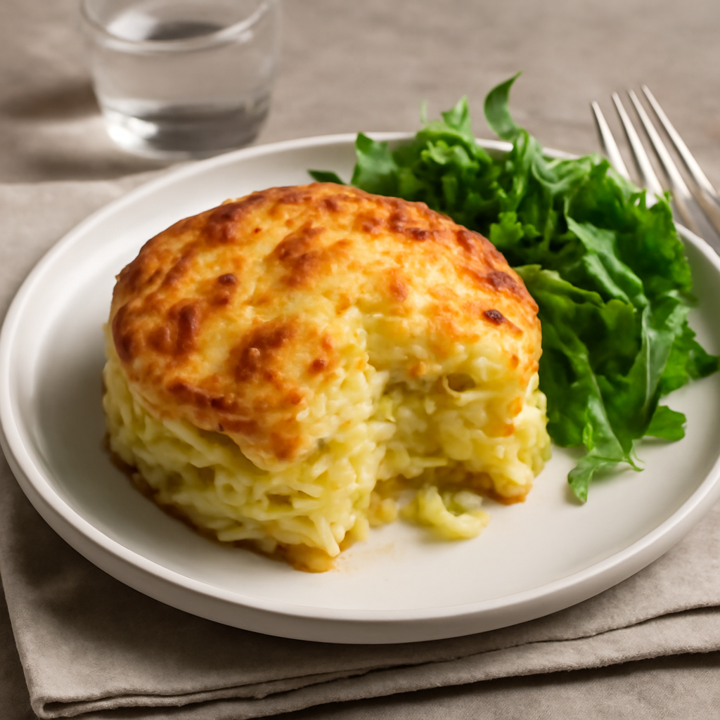 Tortino di patate, porro, cipolla ed Emmental