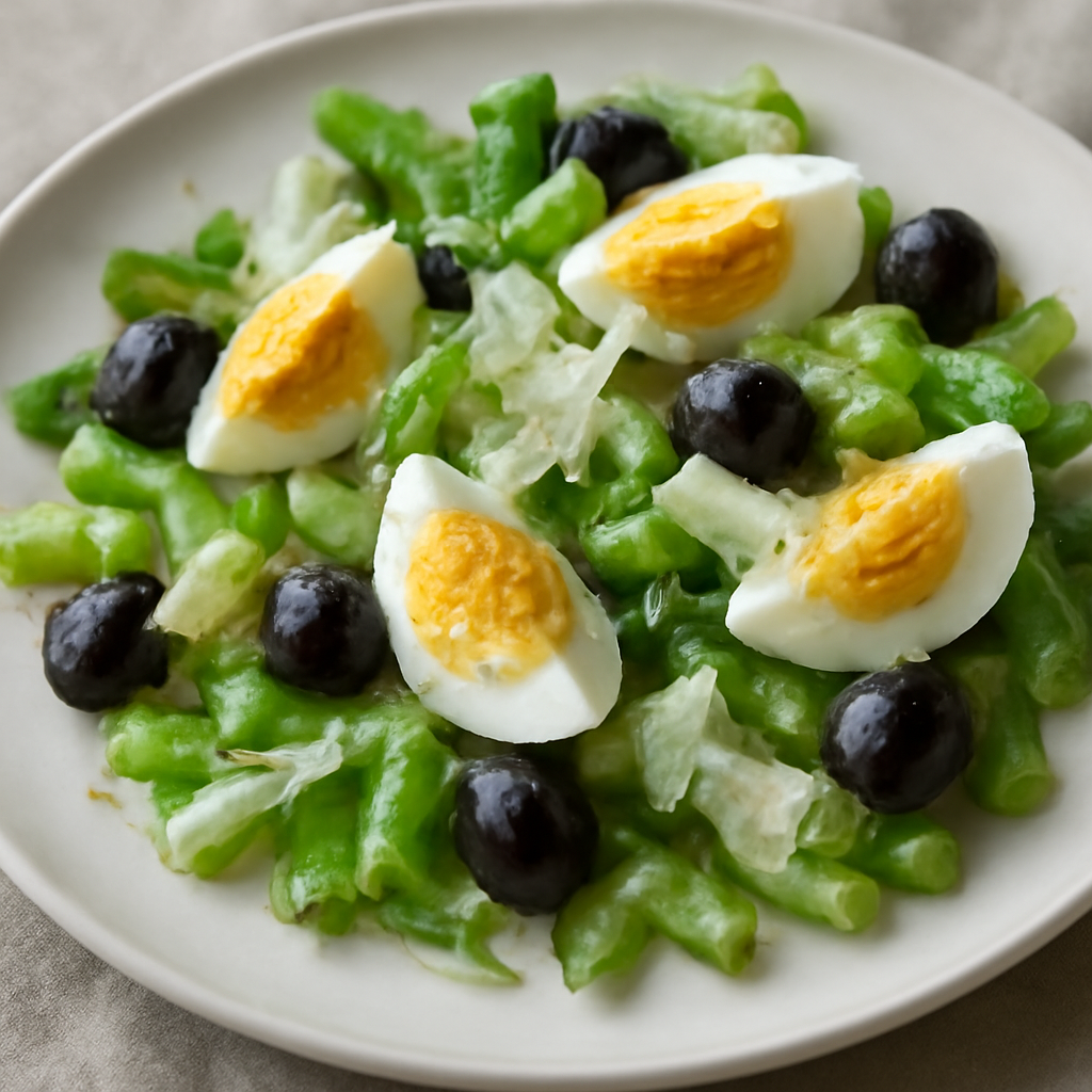 Insalata di sedano, parmigiano, olive e uovo sodo