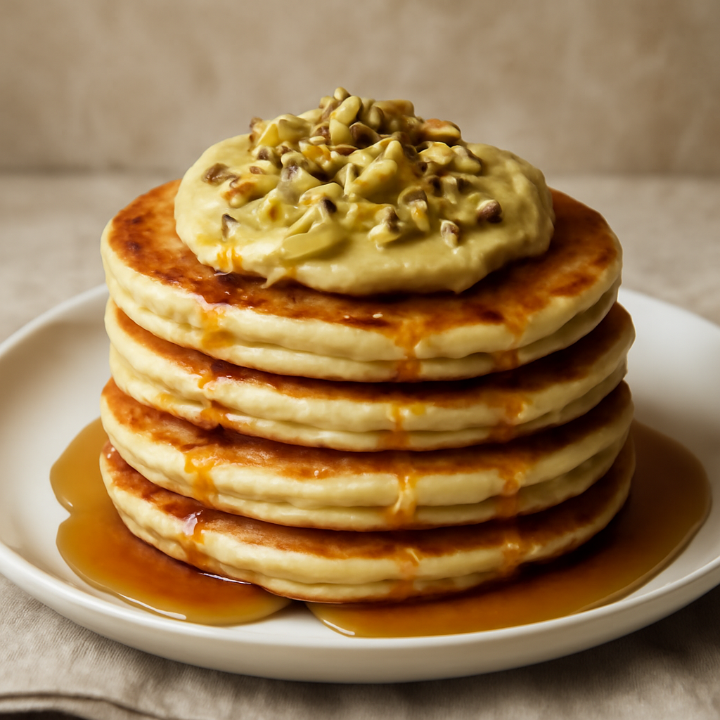 Pancake con crema di pistacchio e miele di castagno