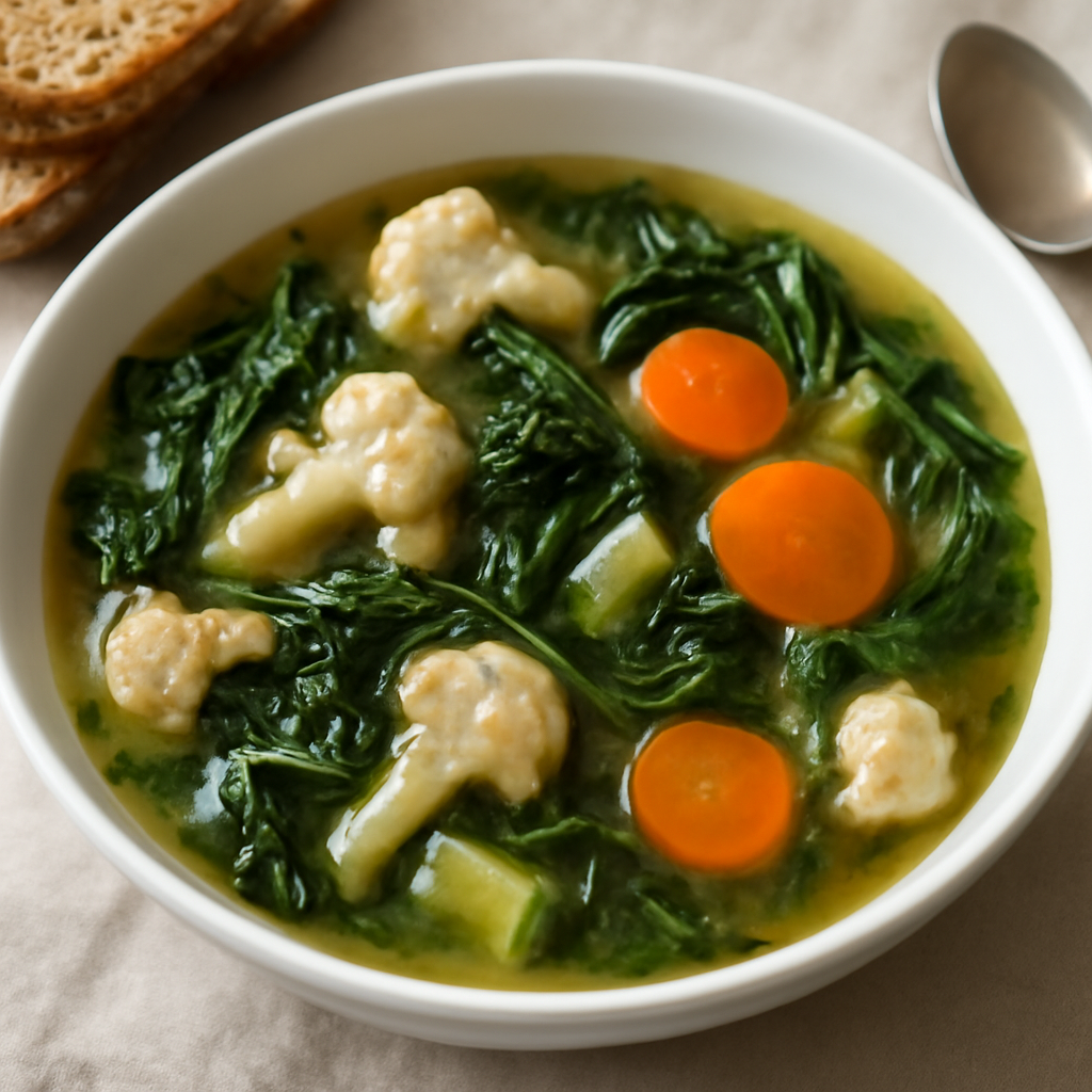 Minestra di verdure con cavolfiore, cicoria, sedano e carote