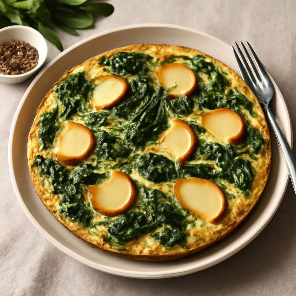 Frittata di uova, spinaci e scamorza affumicata
