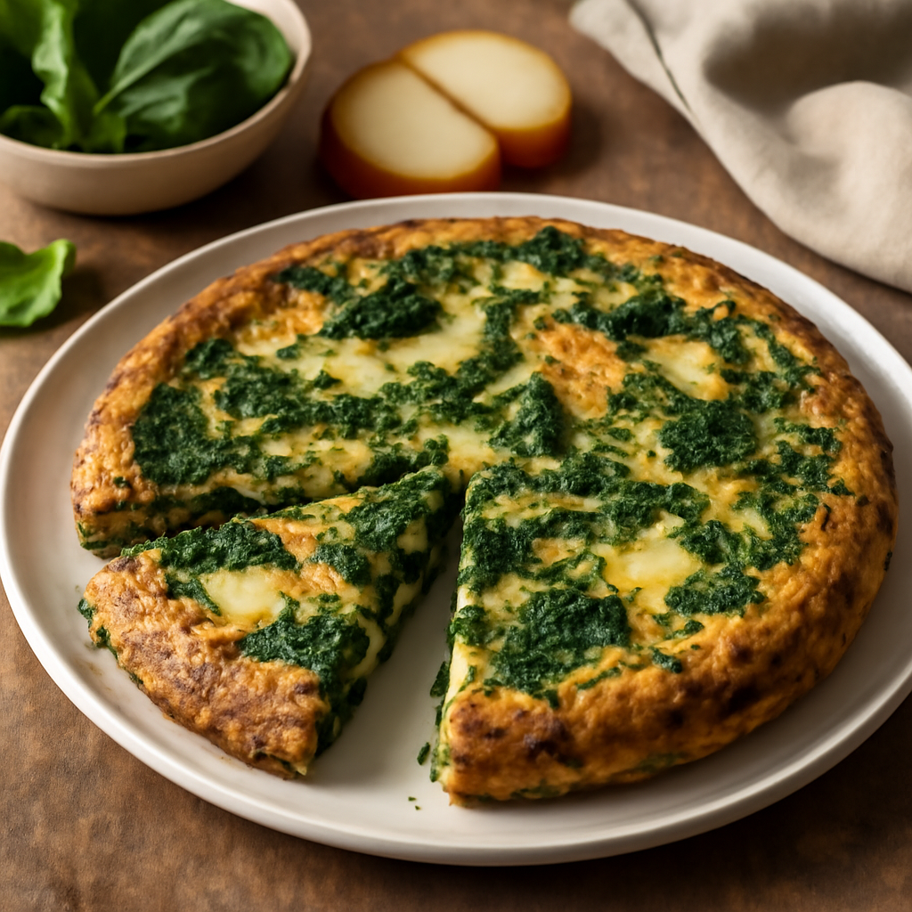Frittata di uova, spinaci e scamorza affumicata