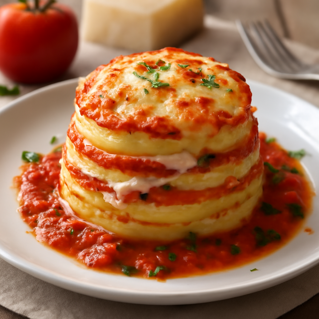 Tortino di patate, pomodoro e formaggio