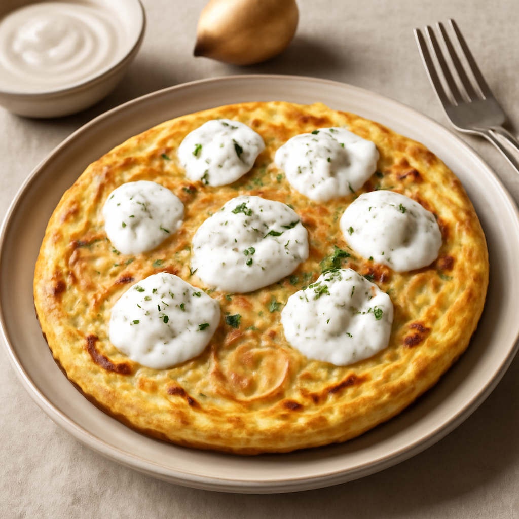 Frittata cremosa con cipolla, ricotta e yogurt