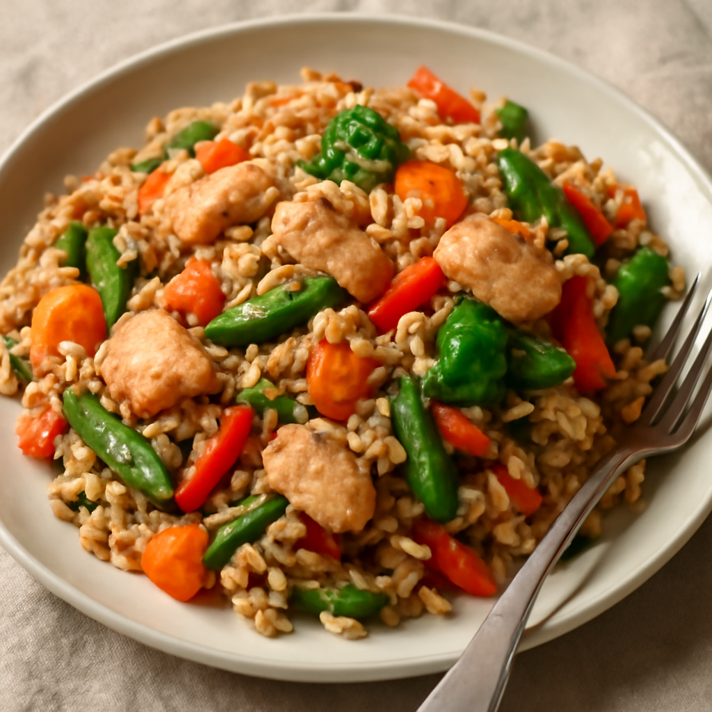 Foto di Riso saltato con pollo e verdure