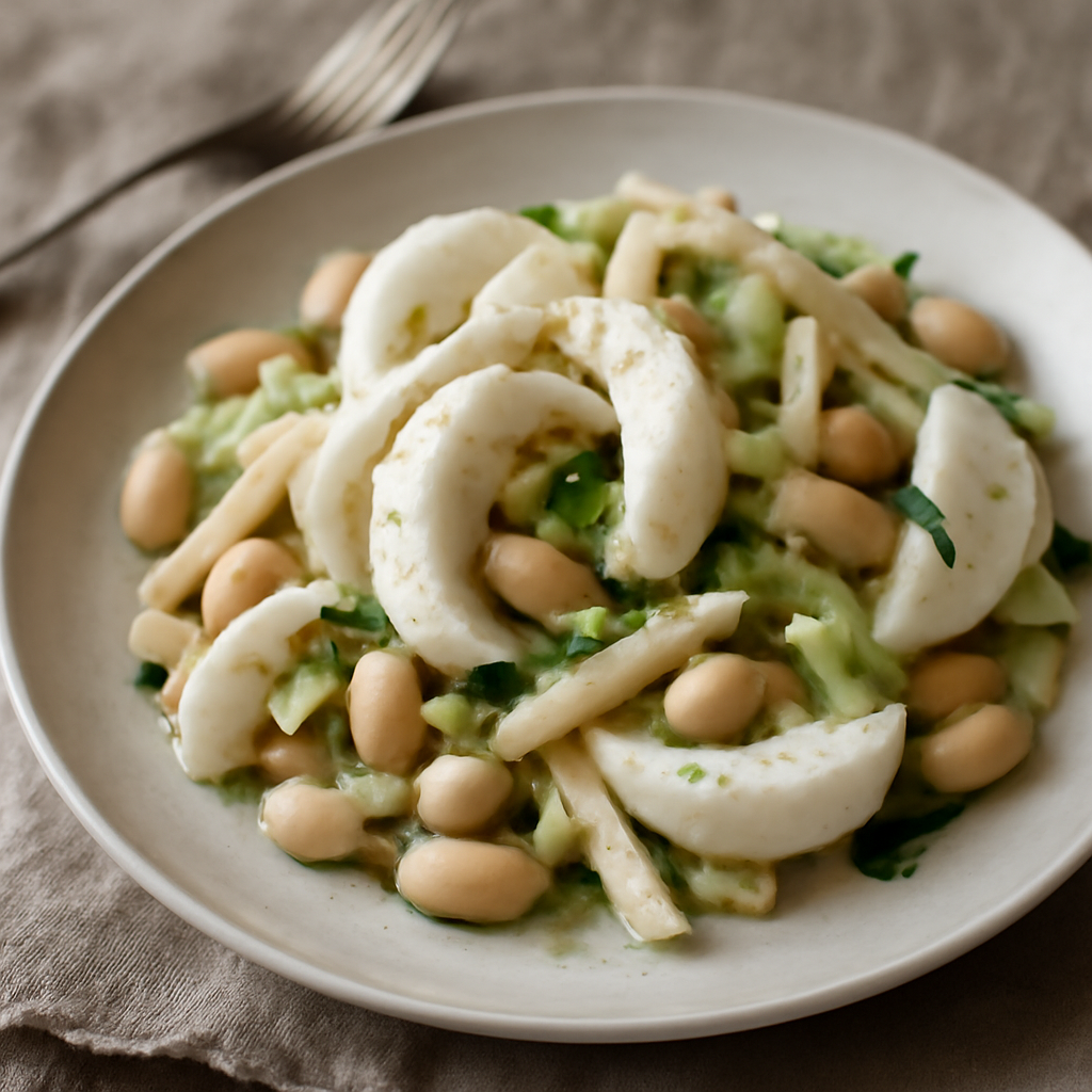 Foto di Insalata tiepida di seppia, fagioli e sedano rapa